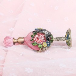 PerfumeFrasco de perfume de vidrio vintage - estampado de rosas rosadas - 7 ml