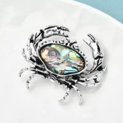BrochesBroche de cangrejo de metal vintage - con concha de colores
