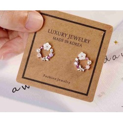 Small round earrings - butterfly - flowers - pearl - cubic zirconia - 925 sterling silverEarrings