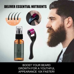 BarbaEsencia para crecimiento de barba/cabello - spray - con masajeador de rodillos de agujas - anticaída del cabello