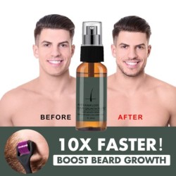 BarbaEsencia para crecimiento de barba/cabello - spray - con masajeador de rodillos de agujas - anticaída del cabello