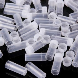 Tubos centrífugosFrascos de muestra de plástico - mini recipientes transparentes para píldoras / cápsulas - con tapa - 5 ml -...