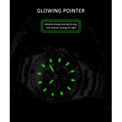RelojesLIGE - reloj deportivo de cuarzo - luminoso - resistente al agua - acero inoxidable