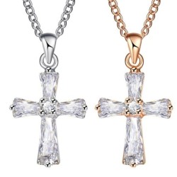 Crystal cross shaped pendant - with necklaceNecklaces