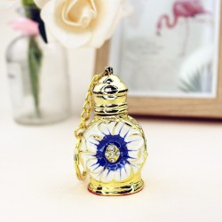 llaveroFrasco de perfume de metal vintage - recipiente de vidrio - con cuentagotas - llavero - 3ml