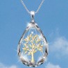 CollarColgante de árbol de la vida con gota de agua de cristal - con collar