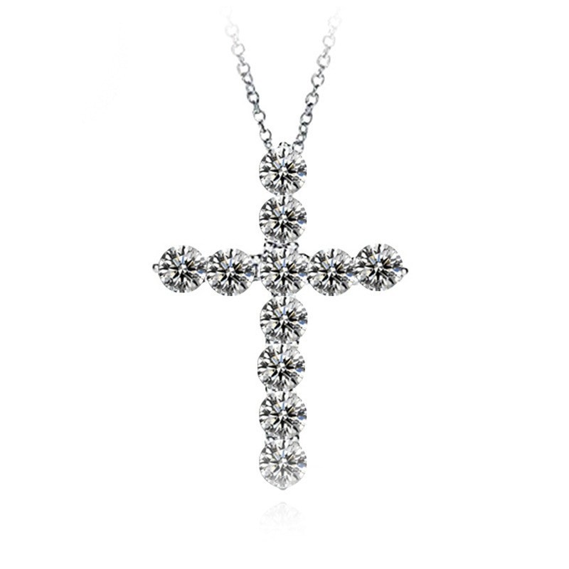 CollarColgante cruz de cristal blanco - con collar