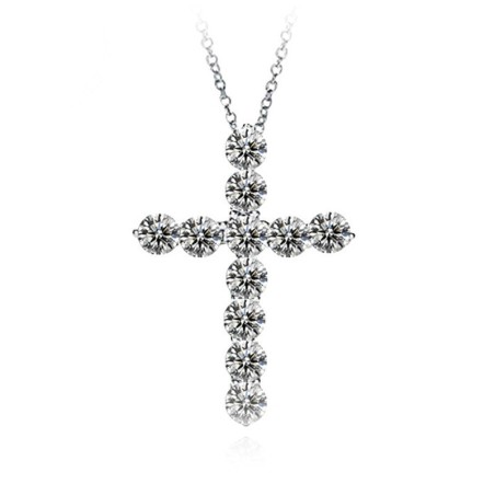CollarColgante cruz de cristal blanco - con collar