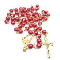 Red / white pearl beads rosaryNecklaces