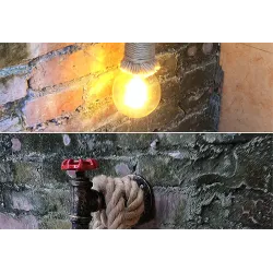 Industrial pipe - vintage wall lamp with hemp ropeWall lights