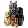 JuguetesLobo de madera pintado a mano - muñecas de anidación - Matryoshka rusa - 5 piezas