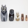 JuguetesLobo de madera pintado a mano - muñecas de anidación - Matryoshka rusa - 5 piezas