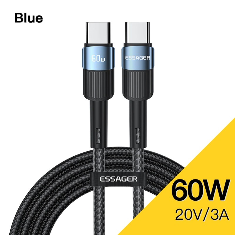 CablesEssager - USB tipo C a USB C - cable de carga rápida - 60W - 100W