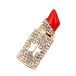 Crystal red lipstick - broochBrooches