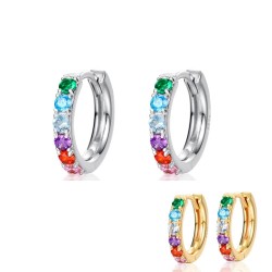 AretesElegantes aretes redondos - cristales de colores - plata de ley 925