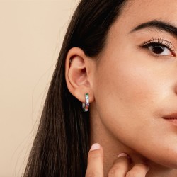 Elegant round earrings - colorful crystals - 925 sterling silverEarrings