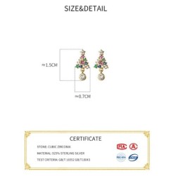 AretesÁrbol de Navidad de cristal de colores - Pendientes de plata de ley 925