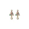AretesÁrbol de Navidad de cristal de colores - Pendientes de plata de ley 925