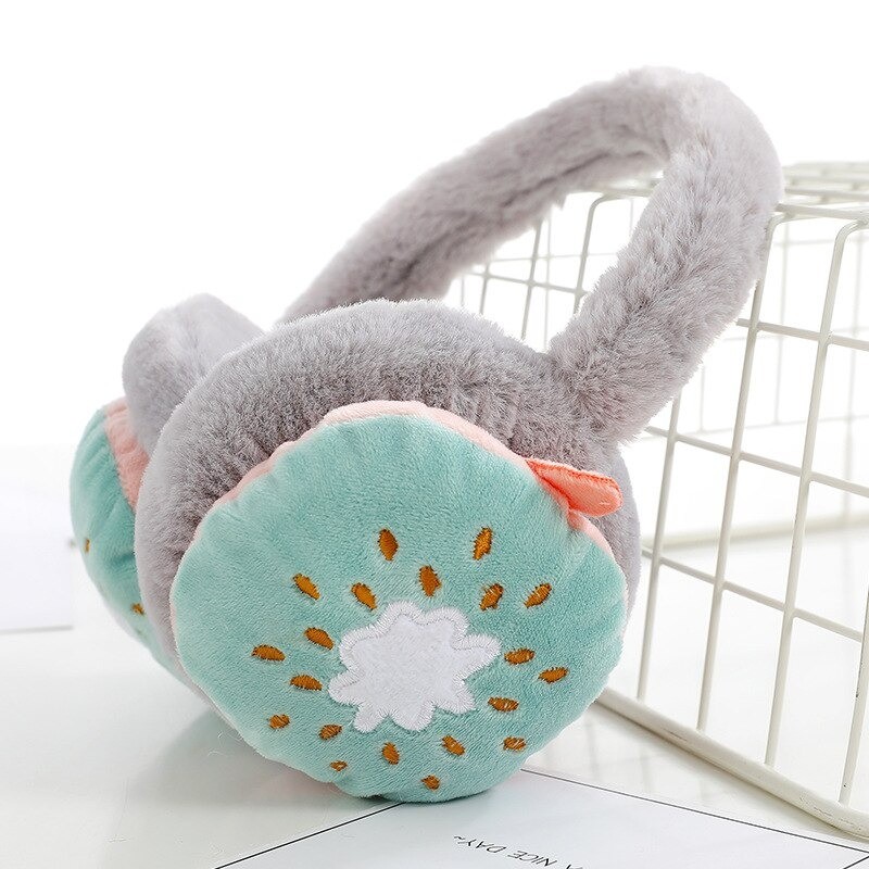 Gorras y sombrerosOrejeras de invierno para niños - felpa cálida - bordado de frutas de dibujos animados