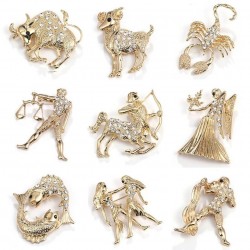 BrochesSignos del zodiaco de cristal - broche de oro