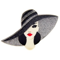 BrochesDama con sombrero negro - broche