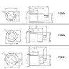 InterruptoresPulsador metálico - LED bicolor - estanco - rearme momentáneo - 12V - 220V - 199mm - 22mm