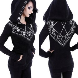 Hoodies & JerséisSudadera Halloween negra - con cremallera - estampado estilo Gothic blanco