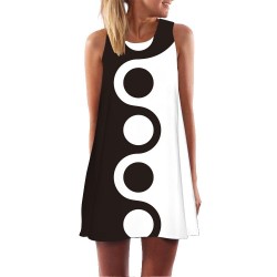 Summer loose mini dress - sleeveless - with stylish printDresses