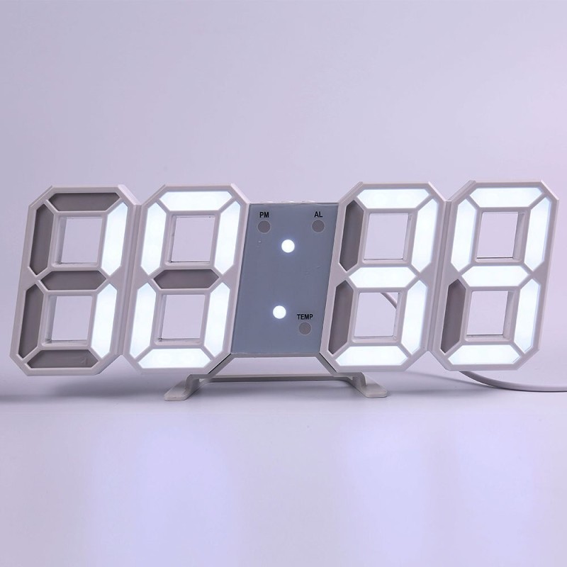 RelojesReloj de pared digital 3D moderno - LED - USB - con función de alarma