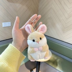 Fluffy fur mini rabbit - keychainKeyrings