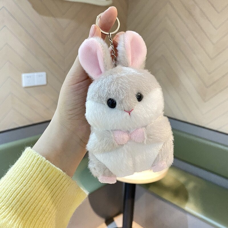 Fluffy fur mini rabbit - keychainKeyrings
