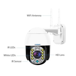 Cámaras de seguridadCámara CCTV de seguridad - visión nocturna - exterior - WiFi - 2MP - PTZ - HD - 1080P