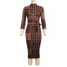 VestidosVestido midi clásico - manga tres cuartos - rayas geométricas color negro