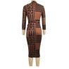 VestidosVestido midi clásico - manga tres cuartos - rayas geométricas color negro