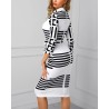 VestidosVestido midi clásico - manga tres cuartos - rayas geométricas color negro