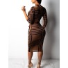 VestidosVestido midi clásico - manga tres cuartos - rayas geométricas color negro