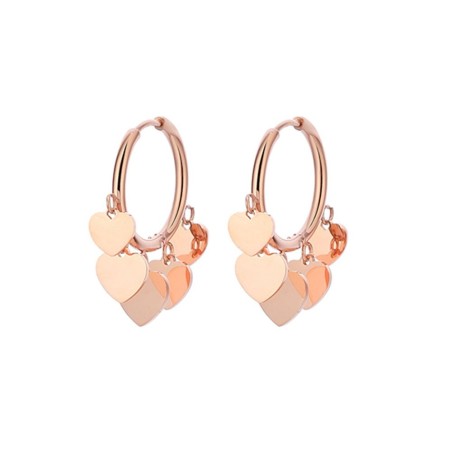 AretesPendientes pequeños de aro - con corazones colgantes