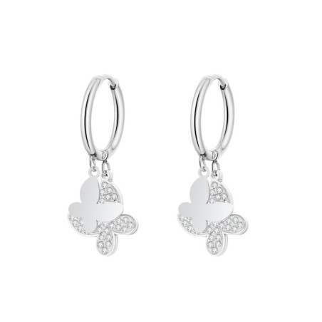 Small hoop earrings - with hanging butterfliesEarrings