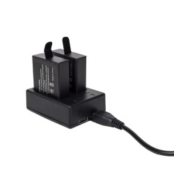 Batería y CargadoresCargador de batería - doble ranura - con cable USB - para GoPro 5 / 6 / 7
