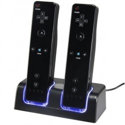 WiiCargador doble - Indicador LED - para mando de Wii - con 2 pilas