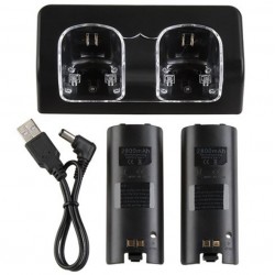 WiiCargador doble - Indicador LED - para mando de Wii - con 2 pilas