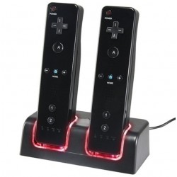 WiiCargador doble - Indicador LED - para mando de Wii - con 2 pilas