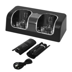 WiiCargador doble - Indicador LED - para mando de Wii - con 2 pilas
