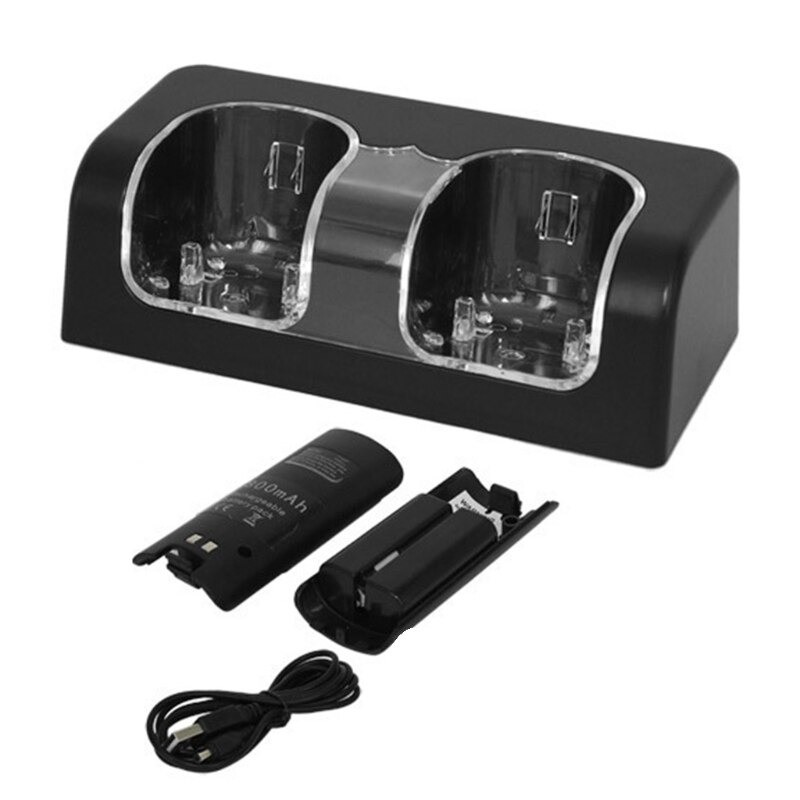 WiiCargador doble - Indicador LED - para mando de Wii - con 2 pilas