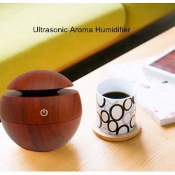 HumidificadoresHumidificador ultrasónico de aire - difusor de aceites esenciales - LED - USB - grano de madera - 130ml
