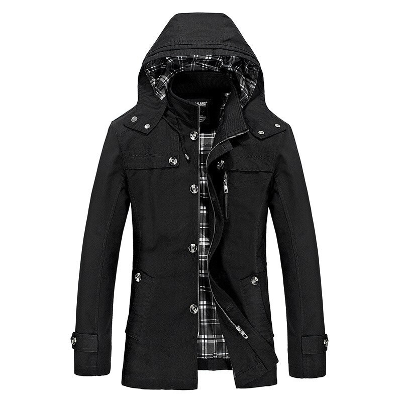 ChaquetasChaqueta larga con capucha - cortavientos - con cremallera / botones ChaquetasChaqueta larga con capucha - cortavientos - con cremallera / botones