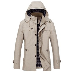 Long hooded jacket - windbreaker - with zipper / buttonsJackets