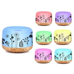 HumidificadoresHumidificador de aire ultrasónico - difusor de aceites esenciales - grano de madera blanca - LED - enchufe de ...