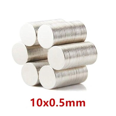 N35 - neodymium magnet - strong disc - 10 mm * 0.5 mm - 100 piecesN35