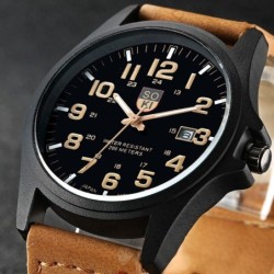 RelojesModerno reloj militar de cuarzo - correa de piel - unisex